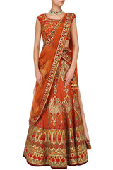 RUST BROWN WEDDING LEHENGA CHOLI BY PANACHE HAUTE COUTURE 1