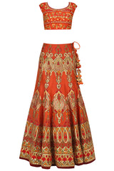 RUST BROWN WEDDING LEHENGA CHOLI BY PANACHE HAUTE COUTURE