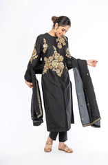 Ravishing Black Color Pure Silk Salwar Kameez