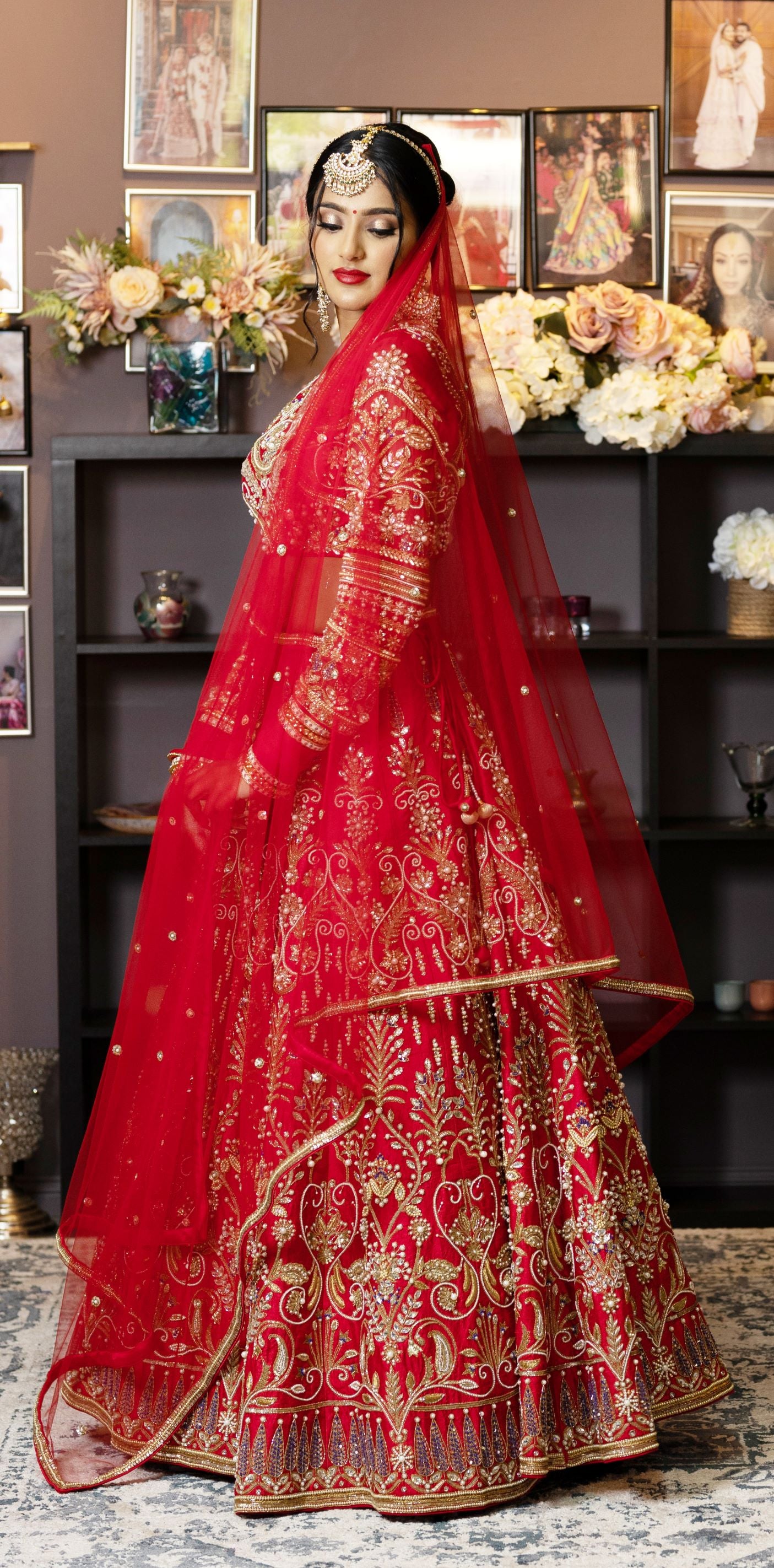 Red Color Hand-Embroidered Bridal Lehenga