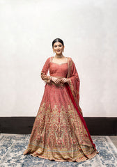 Red Color Swarovski Work Wedding Lehenga