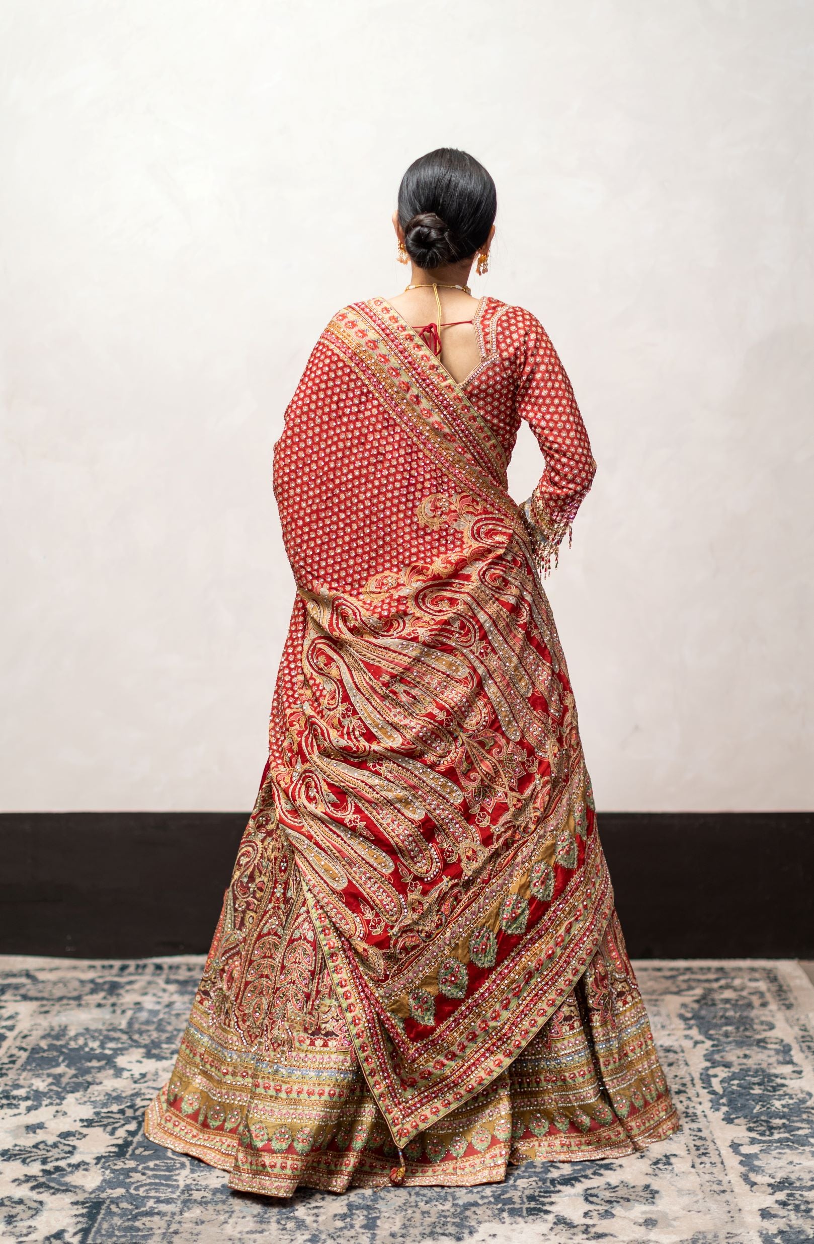 Red Color Swarovski Work Wedding Lehenga