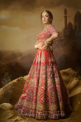 Red Color Wedding Lehenga RAZIA SULTAN from Mughal Royalties Collection