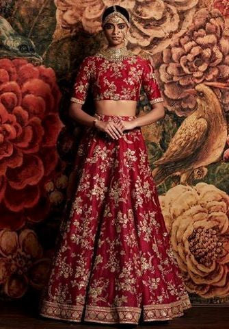 Red Color Bridal Lehenga Choli from Sabyasachi Collection