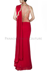 Red Colour Designer Saree Gown Online