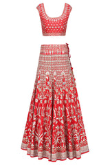 Red Color Gotta Patti Wedding Lehenga