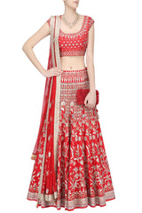 Red Color Gotta Patti Wedding Lehenga