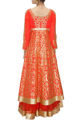 Red anarkali lehenga set