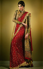 Red and Green Wedding Saree