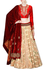 Red and Peach Lehenga Choli