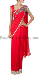 Red Color Designer Saree Gown Online