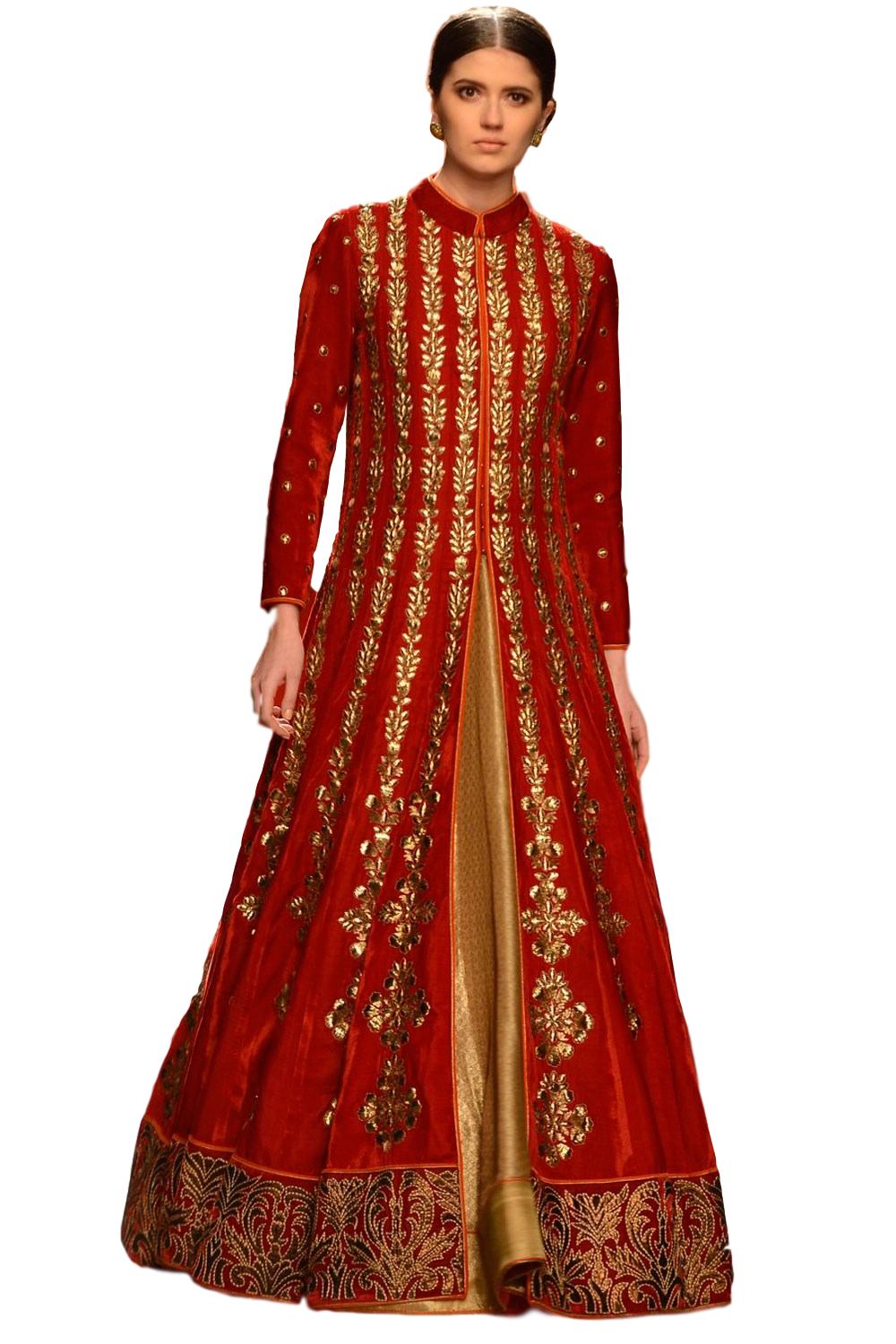 Red color Jacket lehenga in velvet