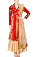 Red Colour Sharara Set