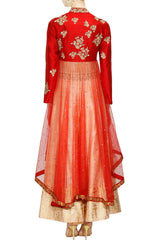 Red Colour Sharara Set