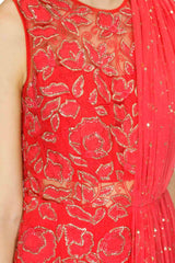 Ridhi Mehra Red colour embroidered anarkali with attached dupatta