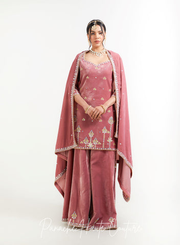 Rose Pink Color Wedding Sharara Set Yalina