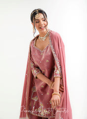 Rose Pink Color Wedding Sharara Set Yalina