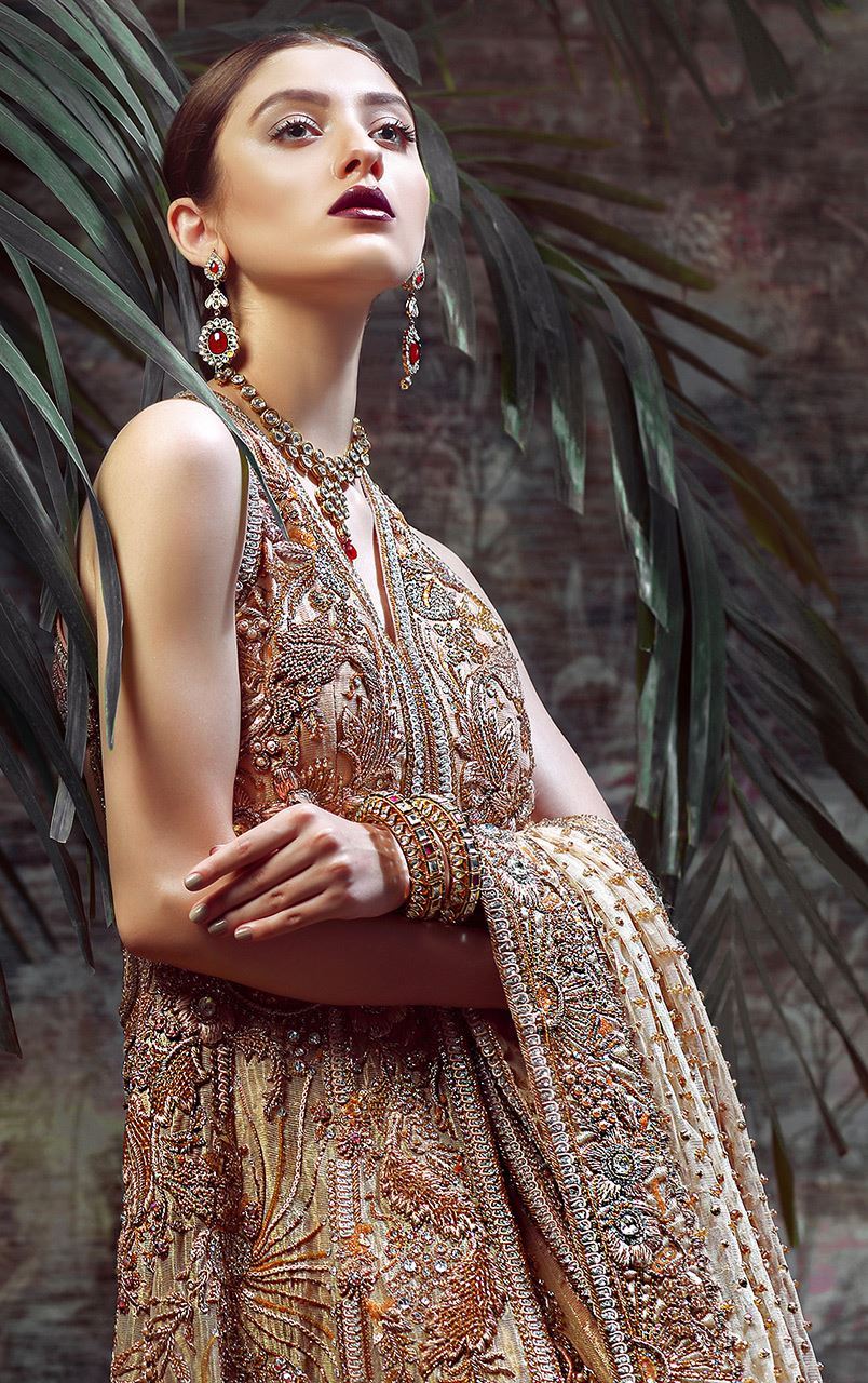 Rose Gold Color Wedding Jacket Lehenga