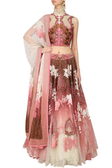 Rose Pink and Pearl White Lehenga Choli