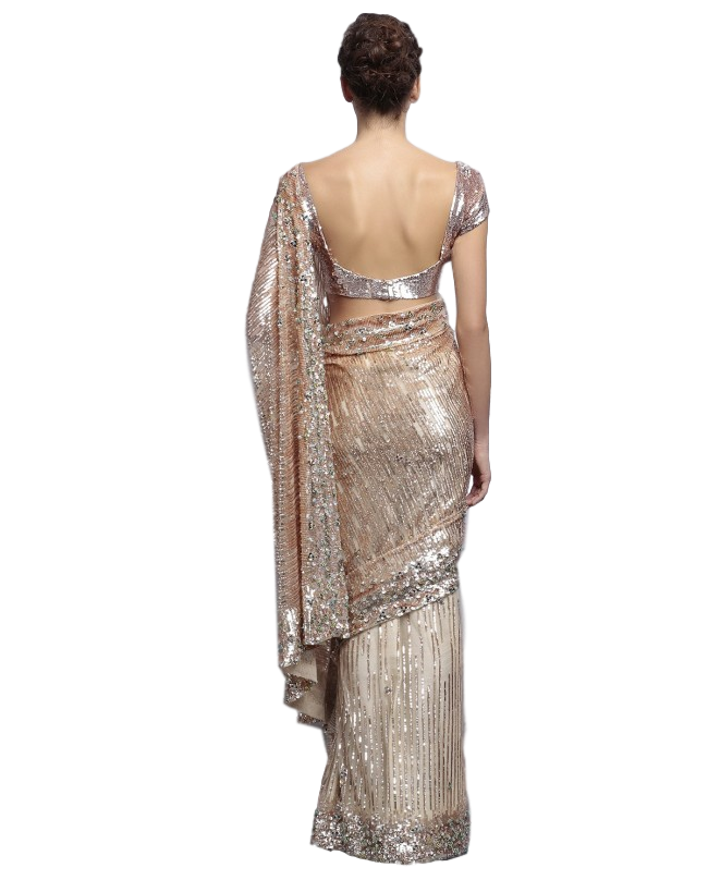 Ivory and antique color designer saree with sequin work