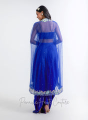 Royal Blue Color Dhoti Skirt Set