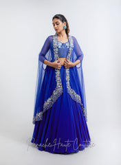 Royal Blue Color Skirt with Crop Top