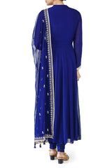 Royal Blue Anarkali with Gotta Patti Embroidery