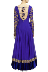 Royal blue color floor length anarkali suit
