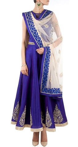 Royal blue color long anarkali salwar kameez