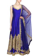 Blue color Mirror Embroidered Anarkali