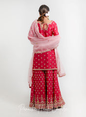 Ruby Pink Color Wedding Sharara Set RUPVATI