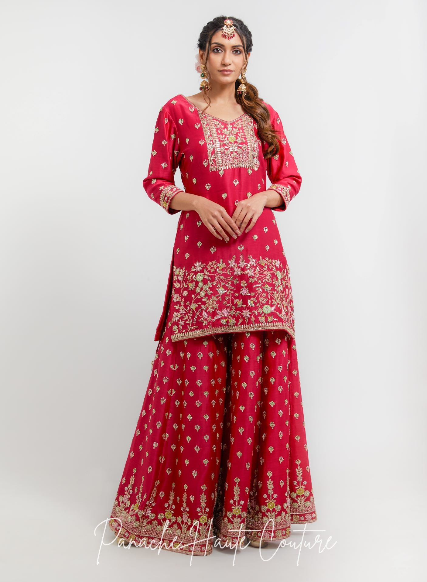 Ruby Pink Color Wedding Sharara Set RUPVATI