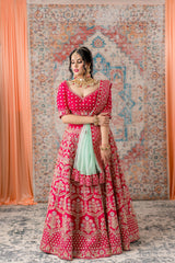 Ruby Pink Zardozi Bridal Lehenga Set