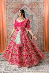 Ruby Pink Zardozi Bridal Lehenga Set