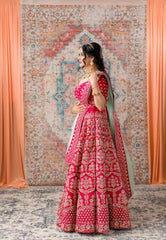 Ruby Pink Zardozi Bridal Lehenga Set