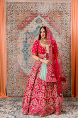 Ruby Pink Zardozi Bridal Lehenga Set