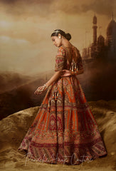 Rust Orange Color Wedding Lehenga NURJAHAN