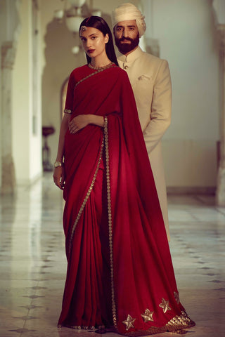 Red Maroon Matka Silk Saree