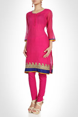 Beautiful Pink suit in chanderi silk