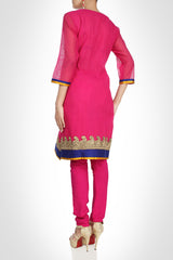 Beautiful Pink suit in chanderi silk