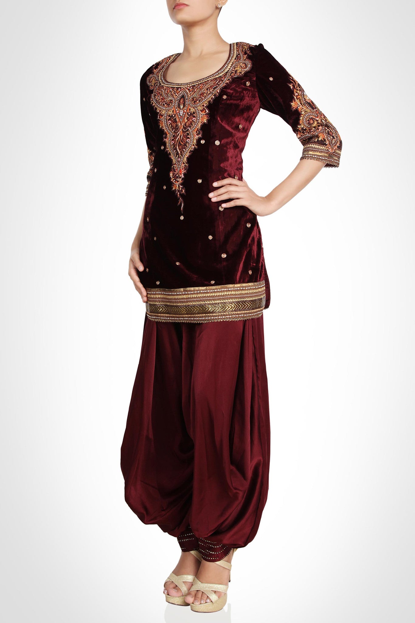 Blood Maroon Velvet Salwar kameez