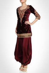 Blood Maroon Velvet Salwar kameez