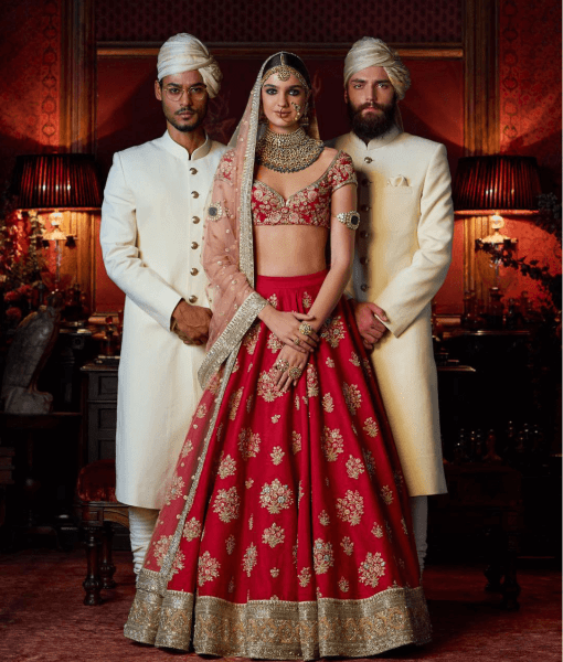 Watermelon Red Color Wedding Lehenga Set