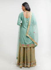Sage Green Color Wedding Sharara Set Rahmat