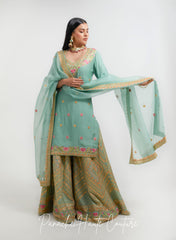 Sage Green Color Wedding Sharara Set Rahmat