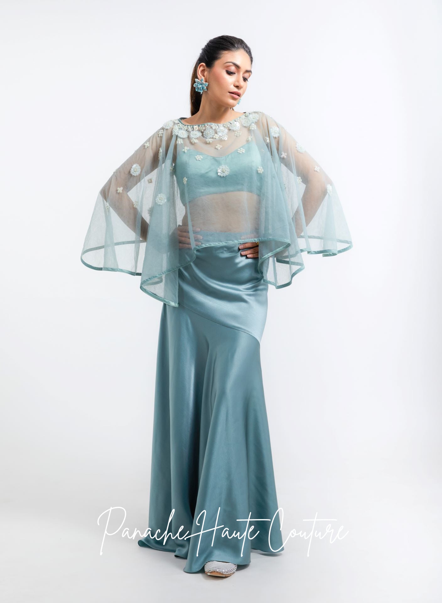 Sage Green Fitted Dhoti Skirt