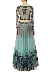 Sea Green and Blue Lehenga Choli