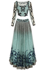 Sea Green and Blue Lehenga Choli