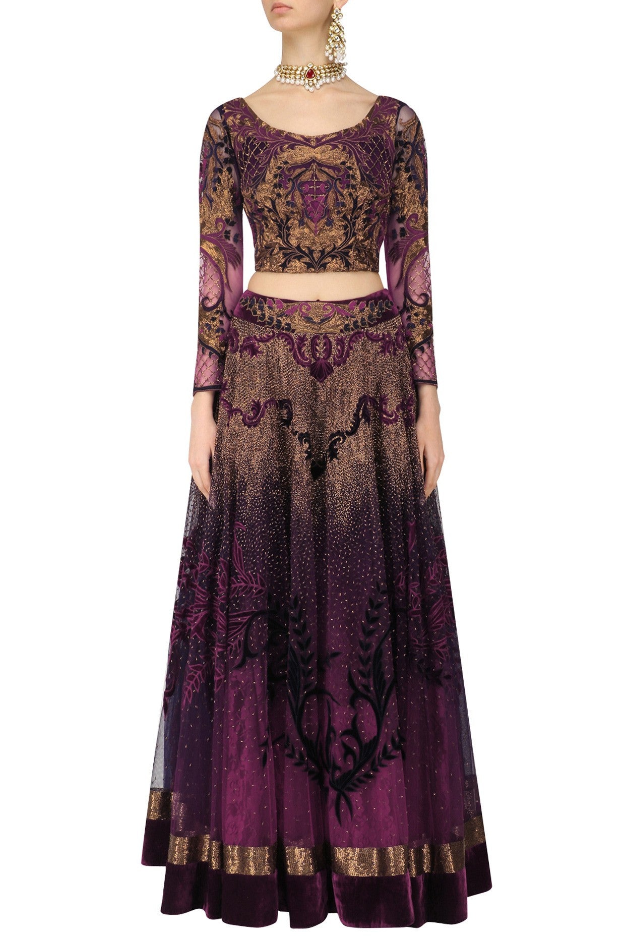 Shaded Purple Lehenga Choli with Dabka Embroidery