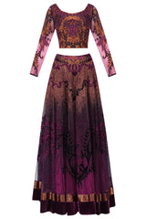 Shaded Purple Lehenga Choli with Dabka Embroidery